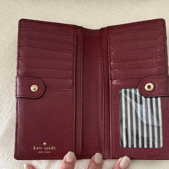 Kate Spade Maroon and Beige Tote Bag